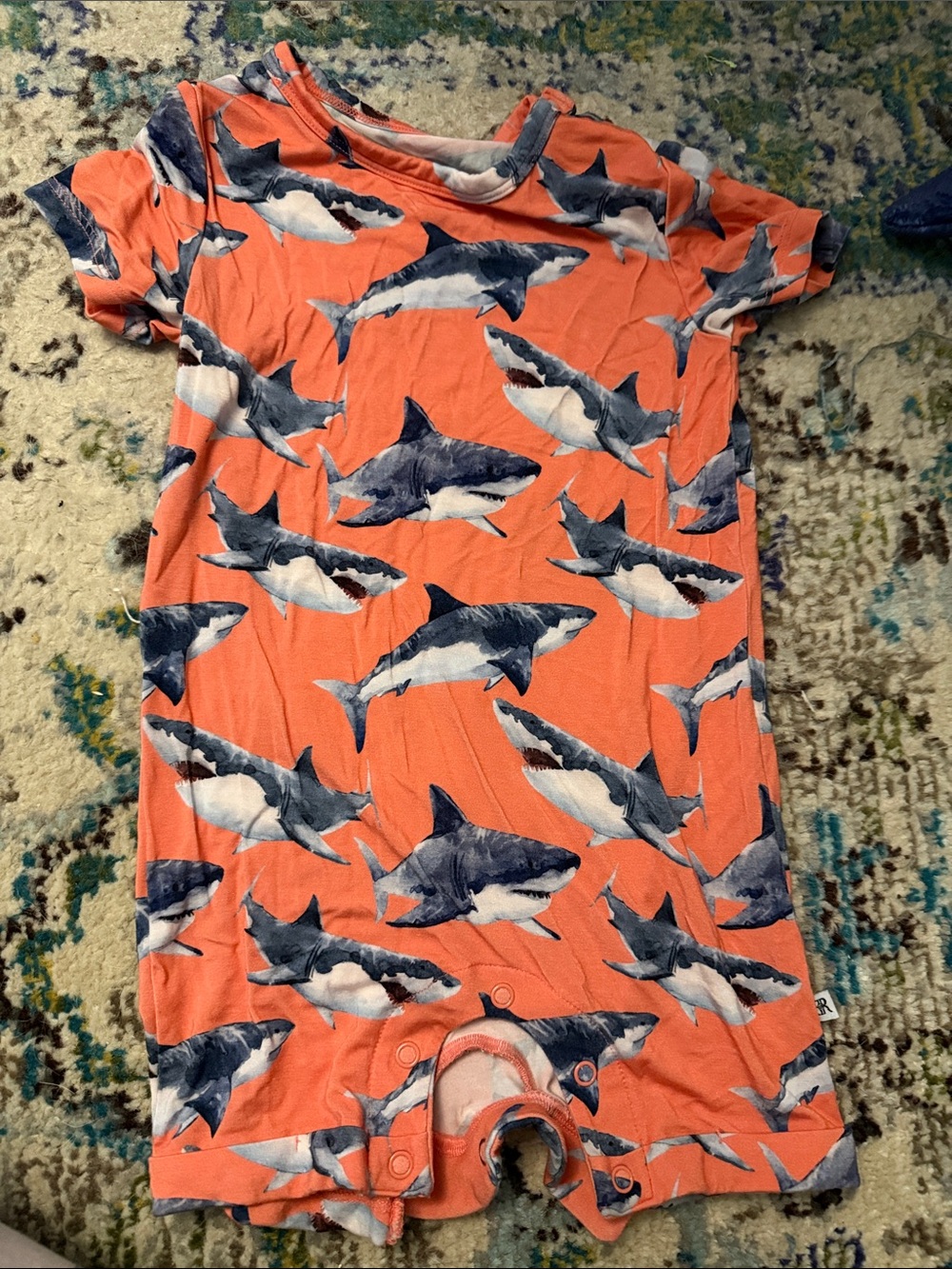 Kids Coral Shark Print One-Piece Romper